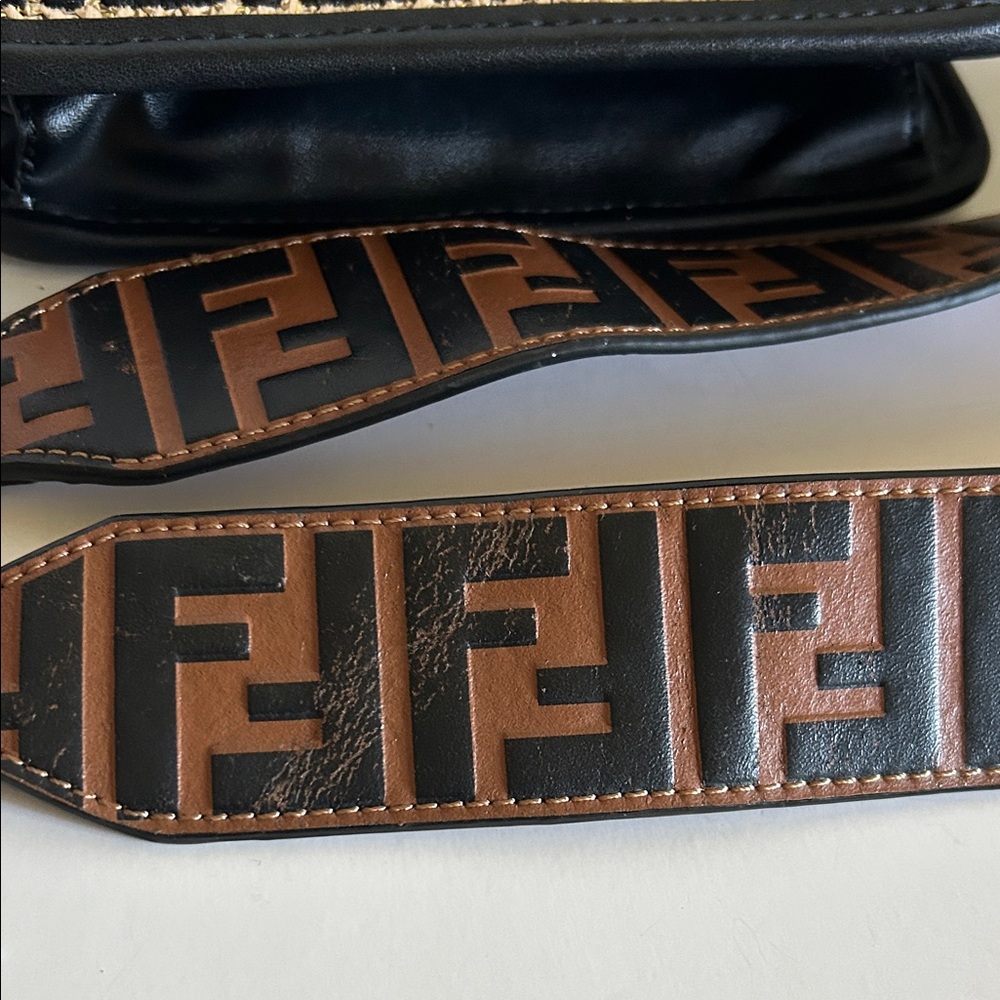 Black and Brown Shoulder Bag with Gold Accents - Picture 16 of 17
